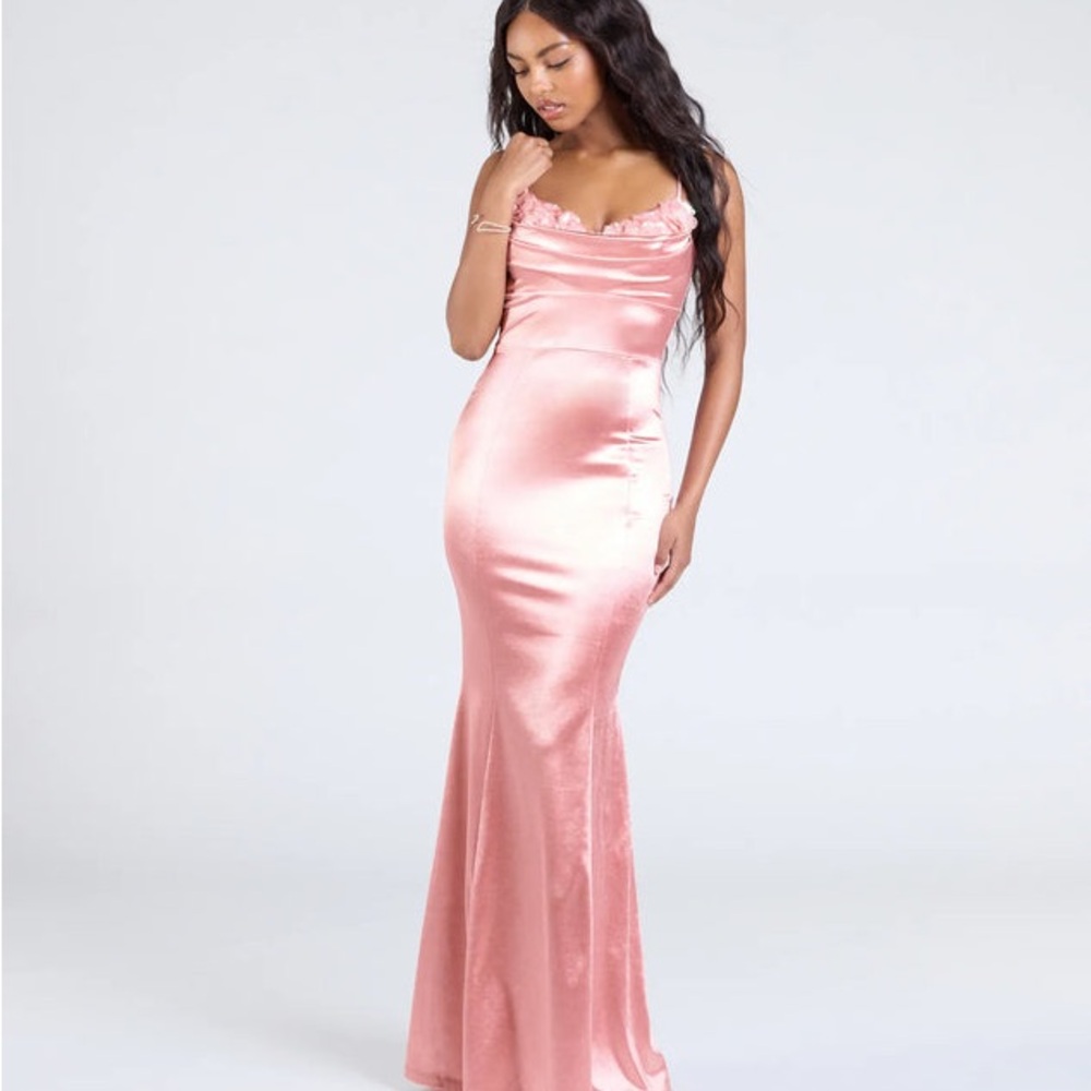 Elegant Pink Satin Evening Gown